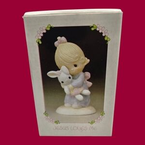 NWOT Vintage Precious Moments Jesus Loves Me 1993 Girl Bunny E-1372/G
